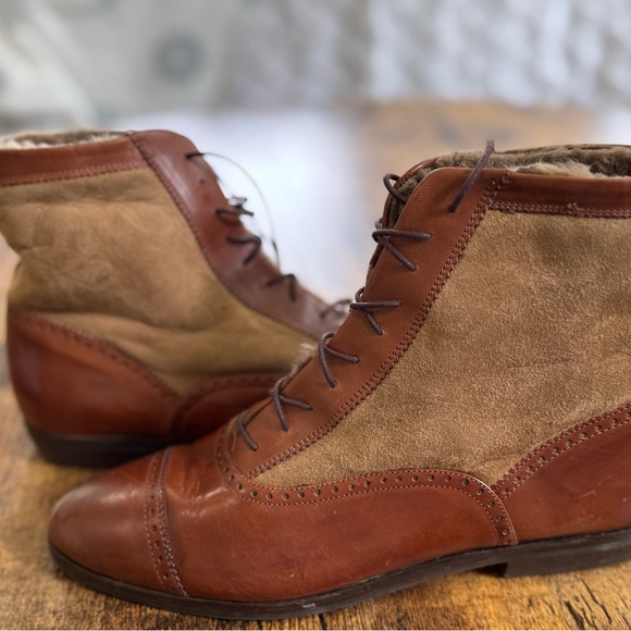 Cole Haan Brown Leather and Tan Suede Ankle Boots - Picture 7 of 7